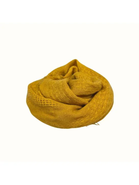 Cozy Mustard Yellow Scarf Lightweight Open & Closed Weave (Mix & Match 3/$15) - Picture 6 of 7